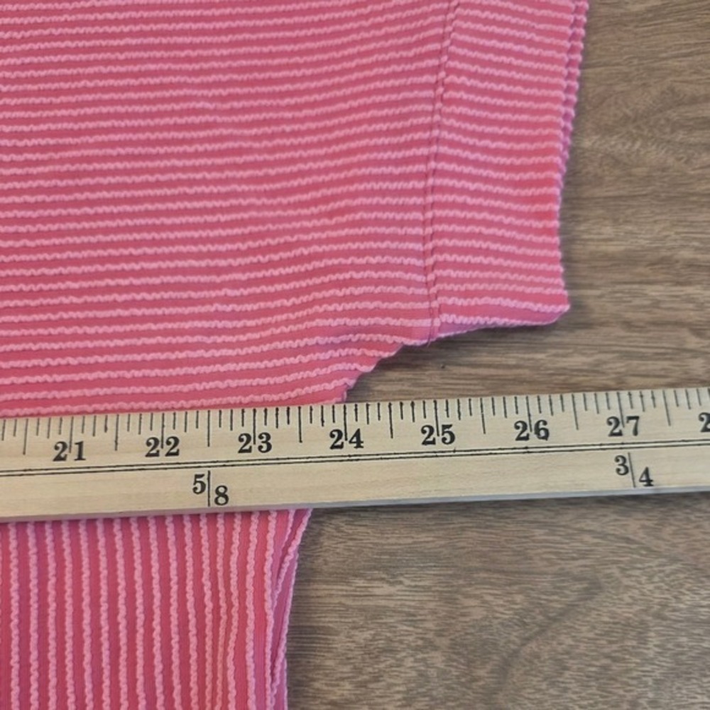 Evaless Ribbed Knit Top Womens 2XL Pink Short Sleeve Textured Crew Neck Tee NEW - Picture 12 of 14